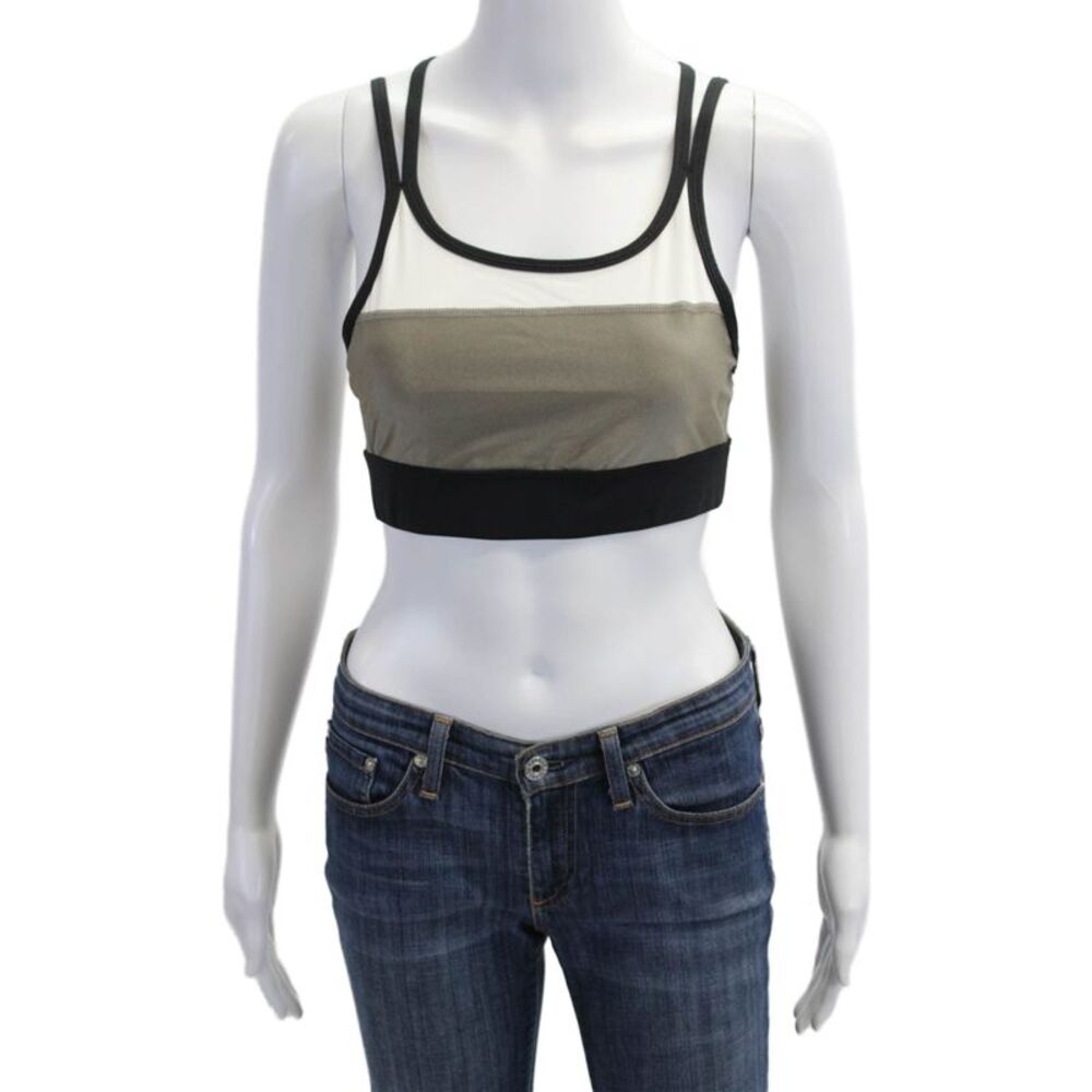 ALALA Womens Color Block Double Strap Detail Sports Bra Gray Size XS